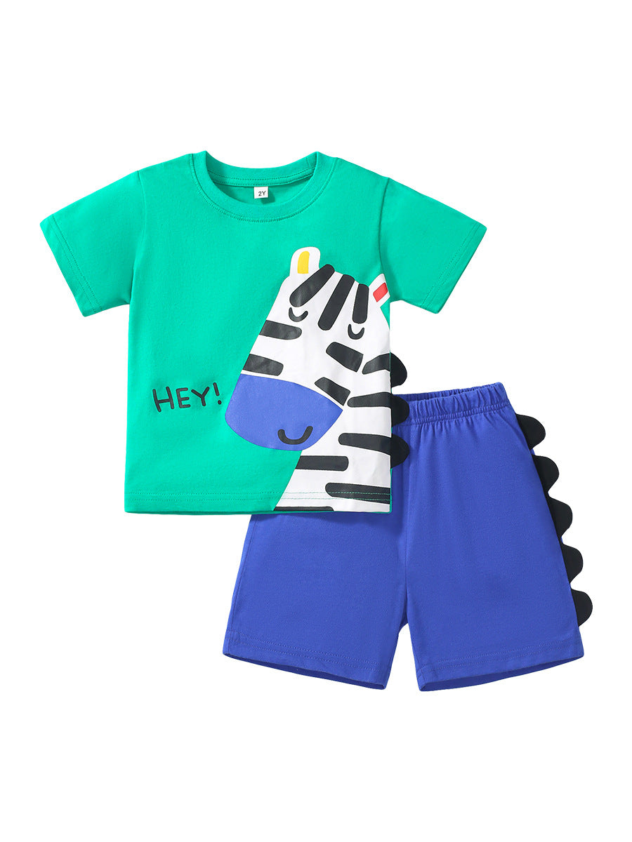 Baby Kids Boys Zebra Design T-Shirt And Shorts 2-Piece Casual Clothing