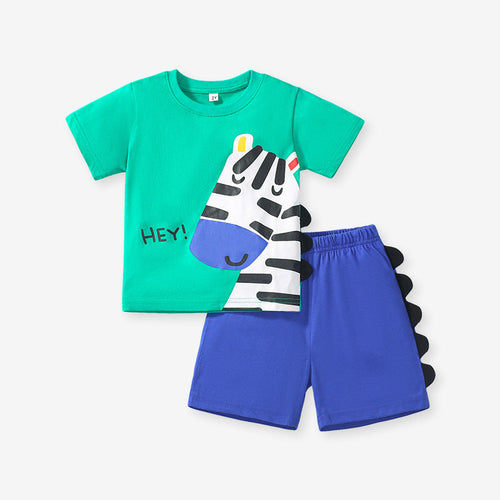 Baby Kids Boys Zebra Design T-Shirt And Shorts 2-Piece Casual Clothing