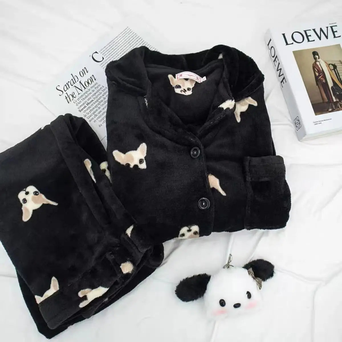 Kawaii Stitch 2Pcs Woman's Pajamas Set Thicken Warm Fashion Casual Loose Grey Cute Anime Homewear Gift