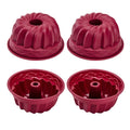 Nalchois 4 Inch Silicone Mini Bundt Cake Pan Set of 4 Nonstick BPA Free Silicone Cake Molds for Baking Oven Dishwasher Safe Fluted Tube Baking Pan for Pumpkin Cake Jelly Brownies Bread Pudding